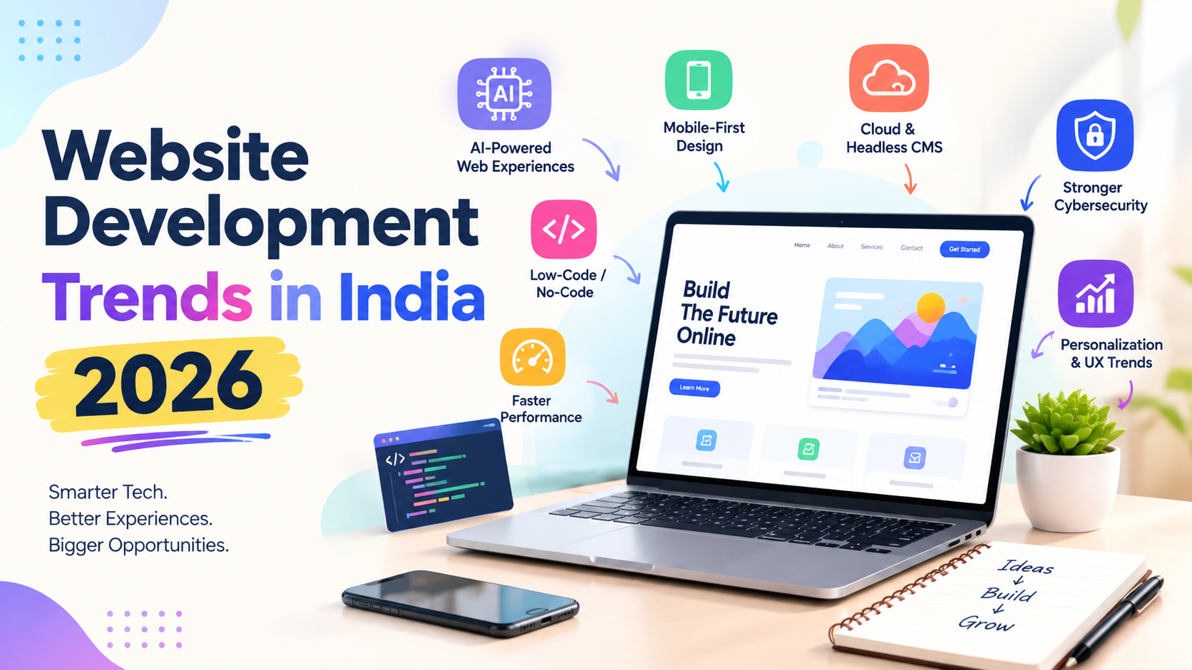 Website development trends in India 2026 with AI and modern web technologies