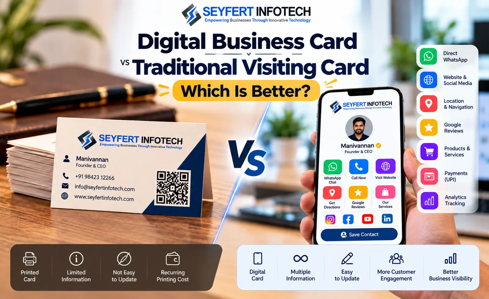 Digital business card vs traditional visiting card comparison