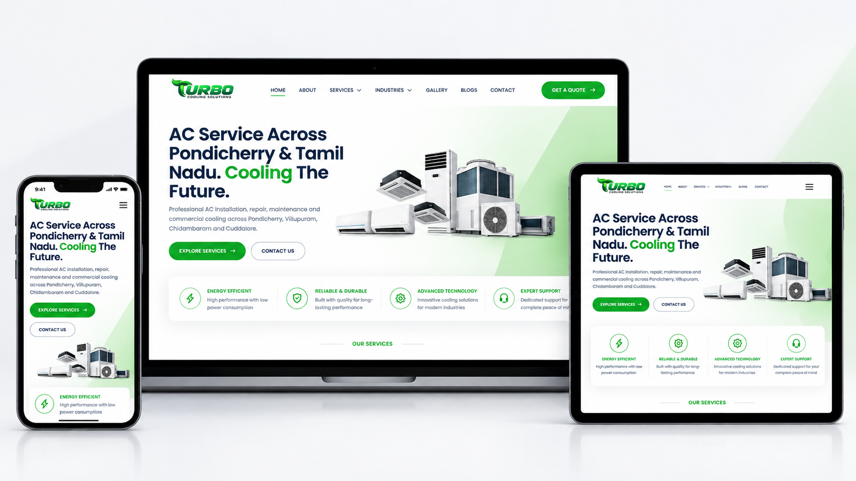 Turbo Cooling Solutions professional AC installation repair and maintenance website