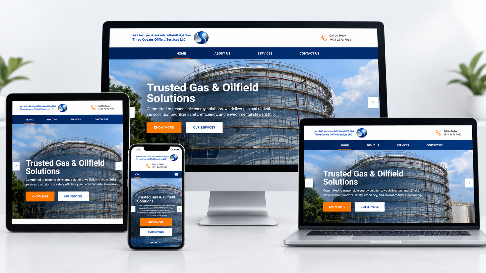 Three Oceans Oilfield Services UAE website designed and developed by Seyfert Infotech