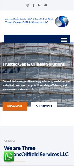 Three Oceans Oilfield Services responsive website mobile view developed by Seyfert Infotech