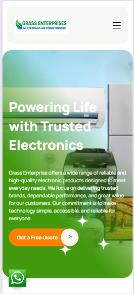 Grass Enterprise electronics and home appliances website mobile responsive design by Seyfert Infotech