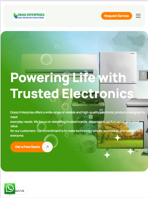 Grass Enterprise home appliances website tablet responsive design developed by Seyfert Infotech