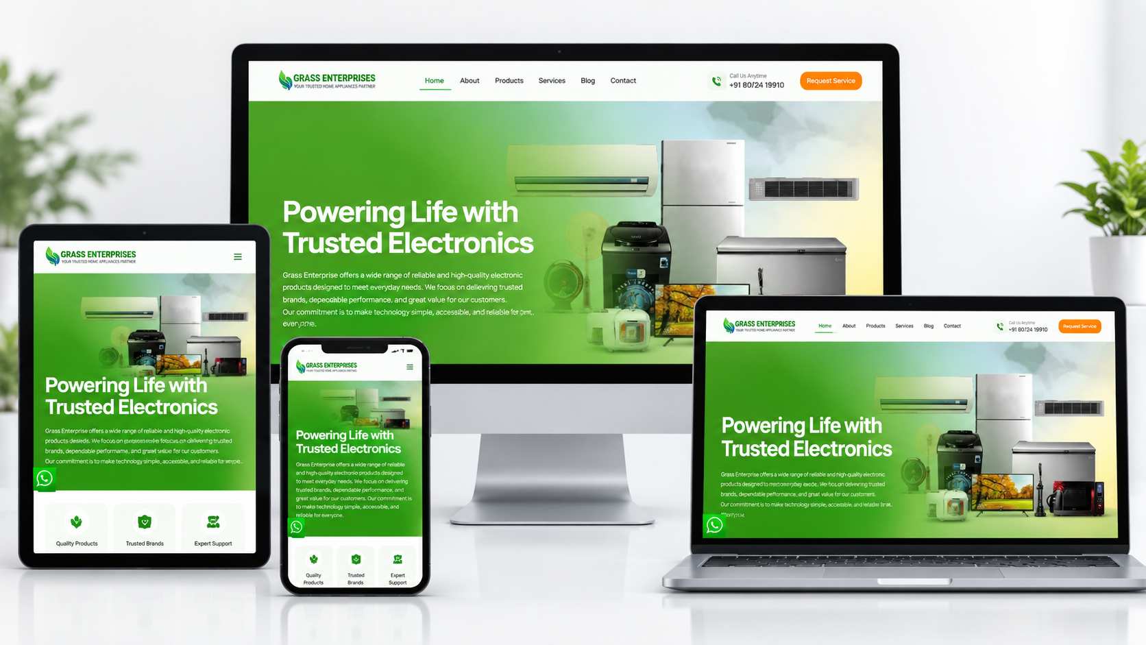Grass Enterprise electronics and home appliances website designed and developed by Seyfert Infotech
