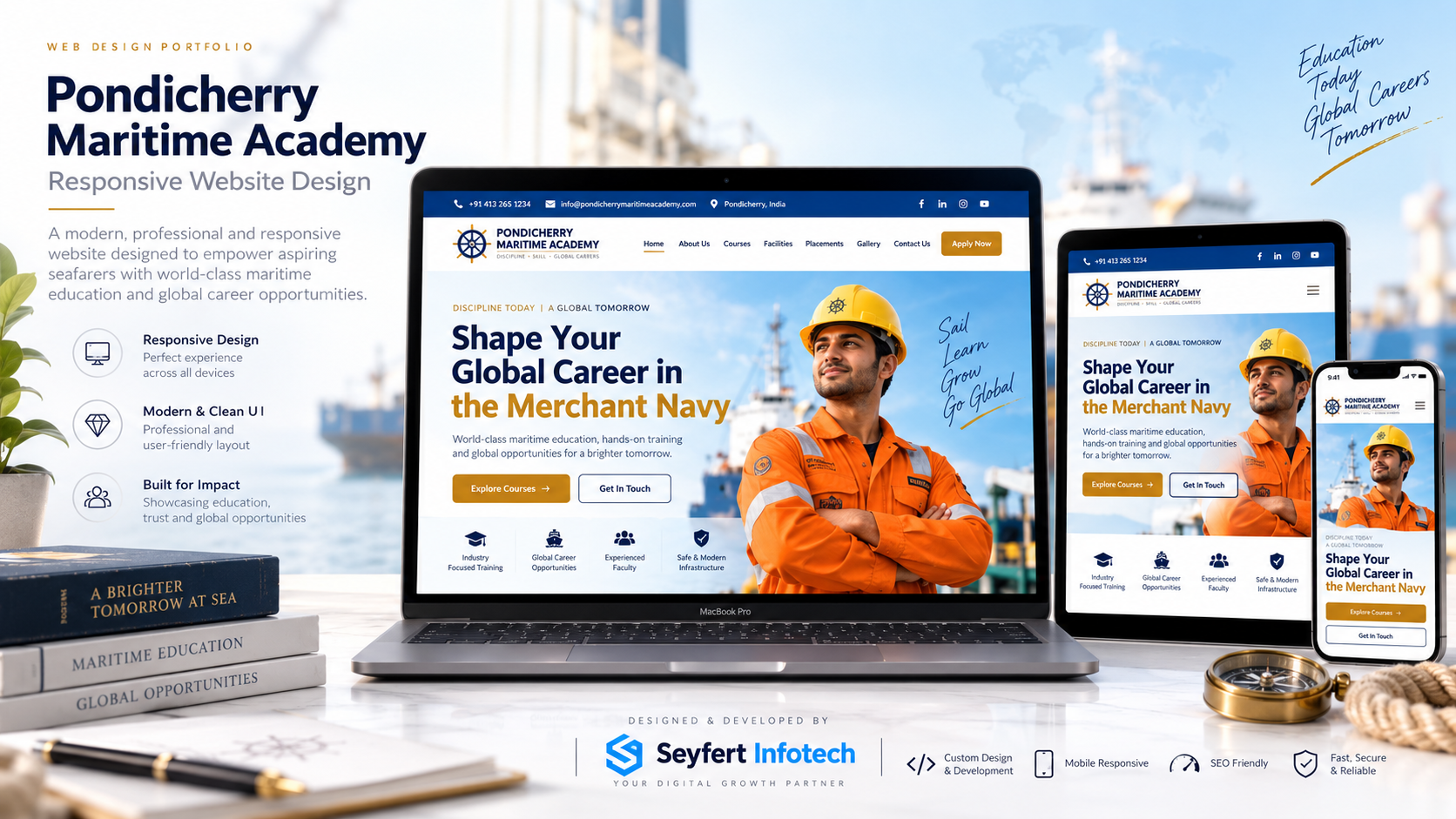Pondicherry Maritime Academy maritime training website homepage
