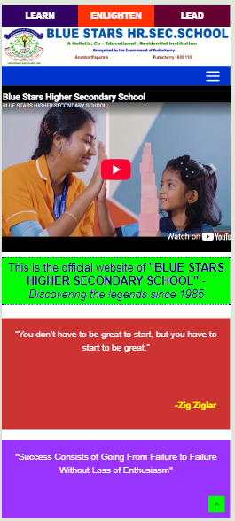 Blue Stars Higher Secondary School responsive mobile website