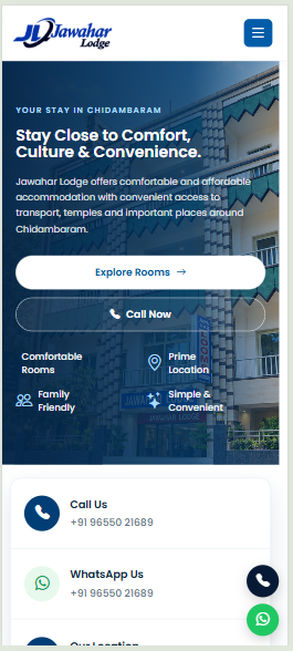 Jawahar Lodge Chidambaram hotel responsive mobile website