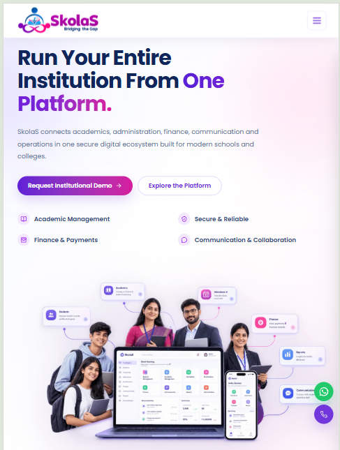 Skolas education technology website responsive tablet view
