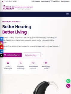 Simha Hearing Aids hearing care website tablet responsive view