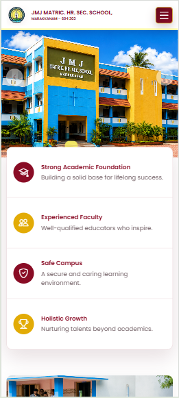 JMJ Matriculation Higher Secondary School responsive mobile website view