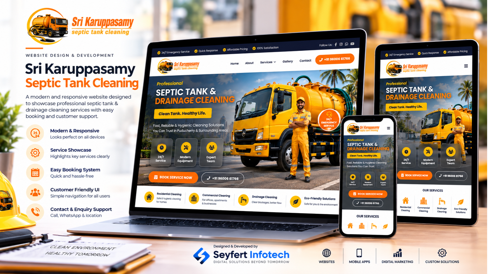 Karupu Saamy septic tank cleaning website homepage