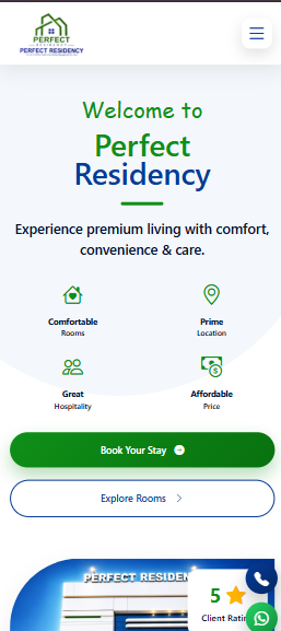 Perfect Residency Mayiladuthurai responsive hotel website mobile view